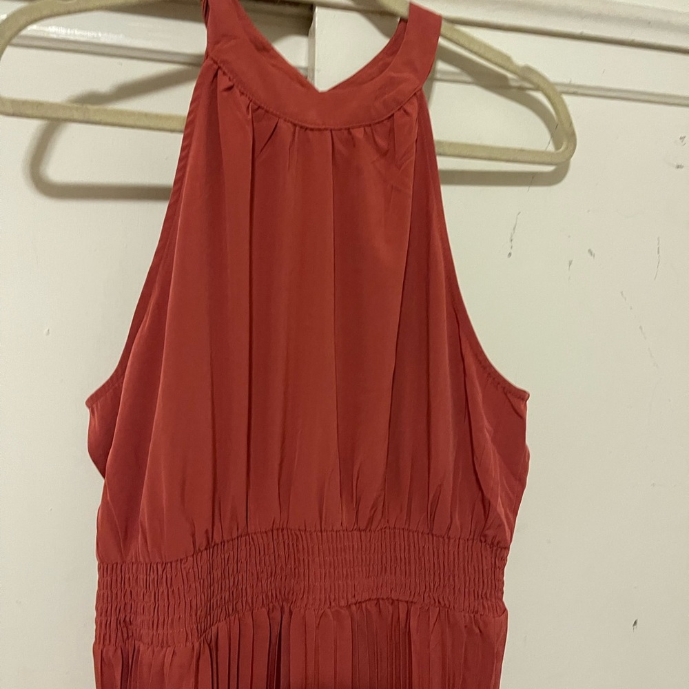 Brand new SHEIN long pleated dress dark auburn dress.